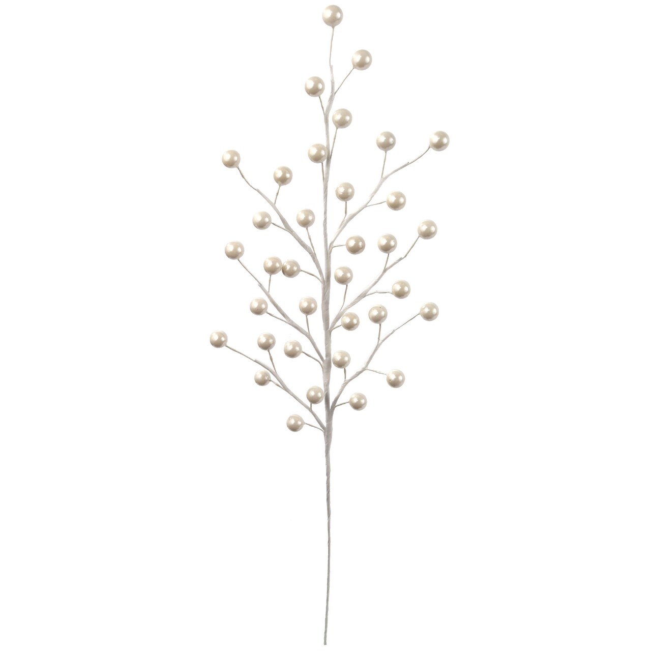 Set of 24: Pearl White Holly Berry Stems with 35 Lifelike Berries